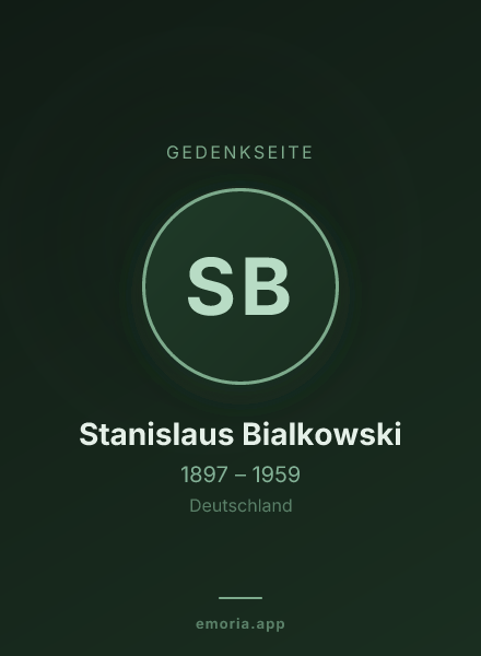 Gedenkportrait von Stanislaus Bialkowski