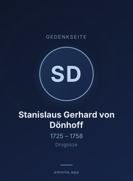 Gedenkportrait von Stanislaus Gerhard von Dönhoff
