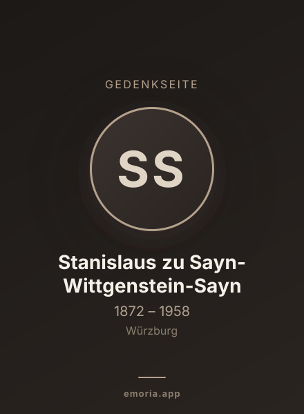 Gedenkportrait von Stanislaus zu Sayn-Wittgenstein-Sayn