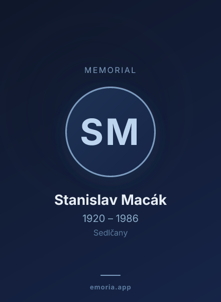 Memorial portrait of Stanislav Macák