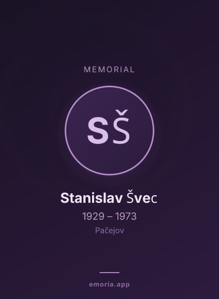 Memorial portrait of Stanislav Švec