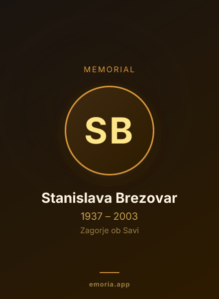 Memorial portrait of Stanislava Brezovar