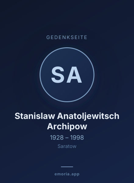 Gedenkportrait von Stanislaw Anatoljewitsch Archipow