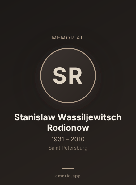 Memorial portrait of Stanislaw Wassiljewitsch Rodionow