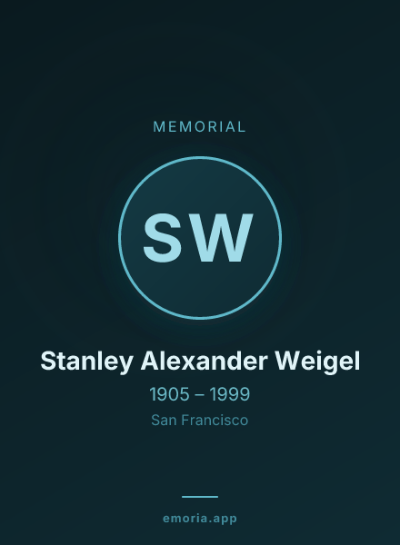 Memorial portrait of Stanley Alexander Weigel