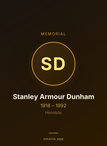 Memorial portrait of Stanley Armour Dunham