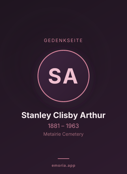 Gedenkportrait von Stanley Clisby Arthur