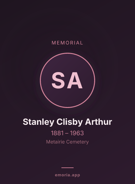 Memorial portrait of Stanley Clisby Arthur