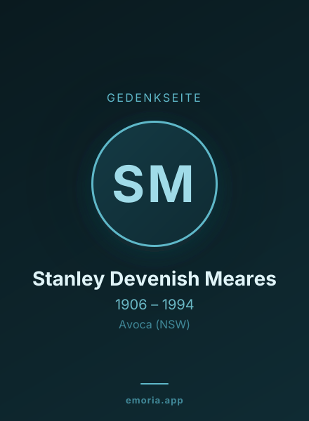 Gedenkportrait von Stanley Devenish Meares