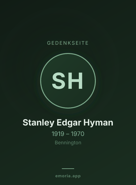 Gedenkportrait von Stanley Edgar Hyman