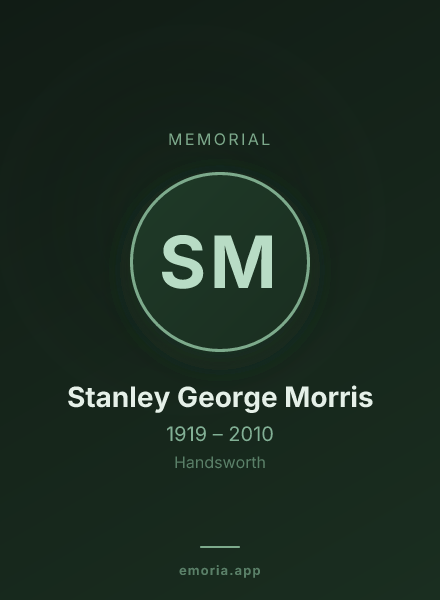 Memorial portrait of Stanley George Morris