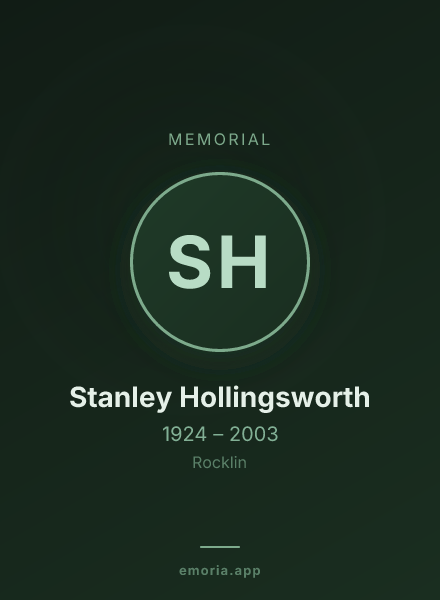 Memorial portrait of Stanley Hollingsworth