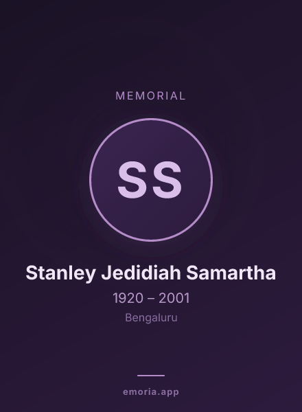 Memorial portrait of Stanley Jedidiah Samartha