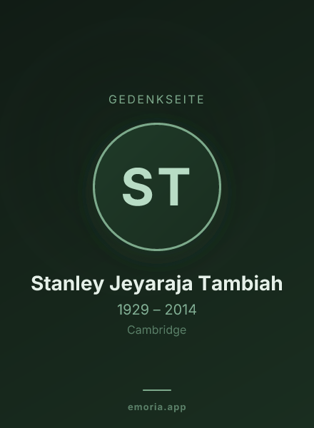 Gedenkportrait von Stanley Jeyaraja Tambiah