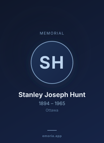 Memorial portrait of Stanley Joseph Hunt