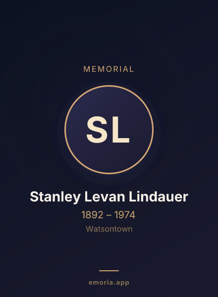 Memorial portrait of Stanley Levan Lindauer