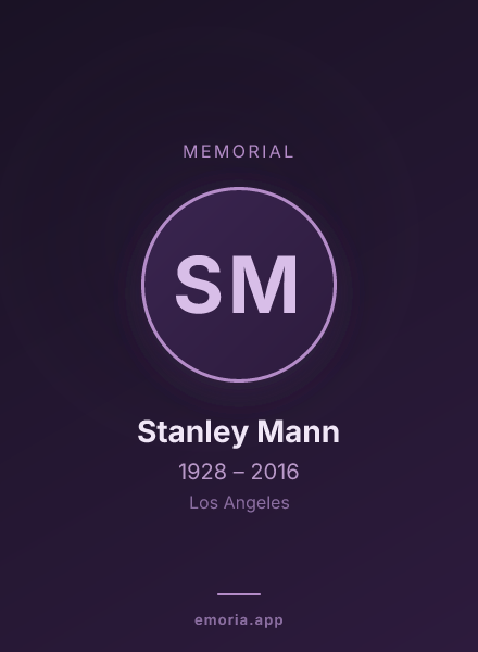 Memorial portrait of Stanley Mann