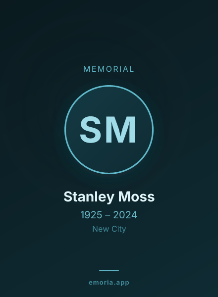 Memorial portrait of Stanley Moss