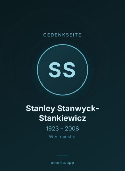 Gedenkportrait von Stanley Stanwyck-Stankiewicz