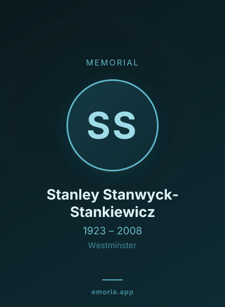Memorial portrait of Stanley Stanwyck-Stankiewicz