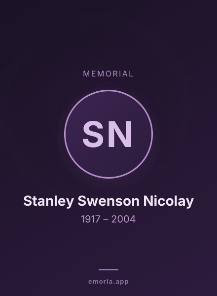 Memorial portrait of Stanley Swenson Nicolay