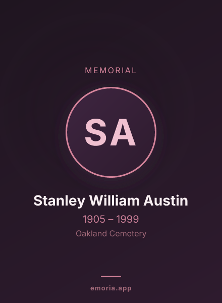 Memorial portrait of Stanley William Austin