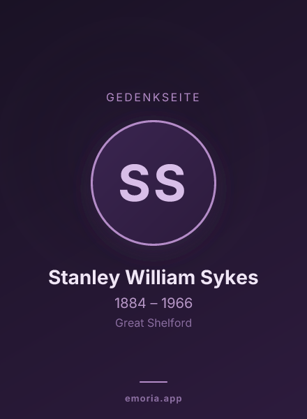 Gedenkportrait von Stanley William Sykes