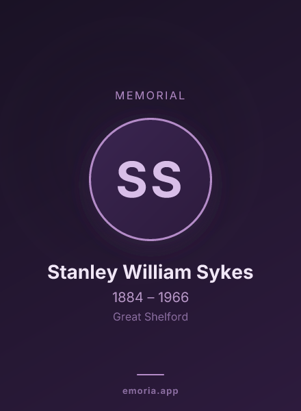 Memorial portrait of Stanley William Sykes