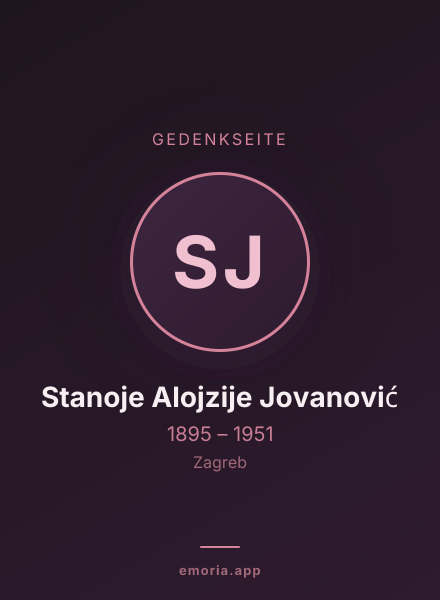 Gedenkportrait von Stanoje Alojzije Jovanović