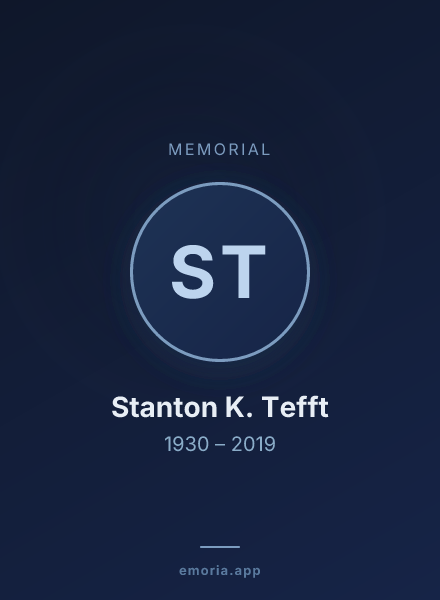 Memorial portrait of Stanton K. Tefft