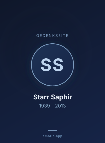 Gedenkportrait von Starr Saphir