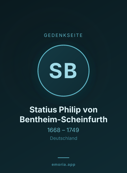 Gedenkportrait von Statius Philip von Bentheim-Scheinfurth