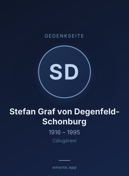 Gedenkportrait von Stefan Graf von Degenfeld-Schonburg