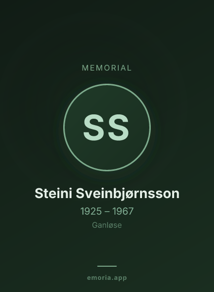 Memorial portrait of Steini Sveinbjørnsson