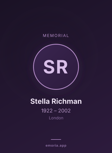 Memorial portrait of Stella Richman