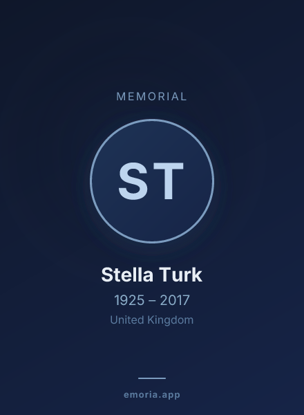 Memorial portrait of Stella Turk