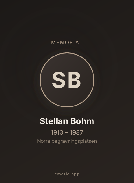 Memorial portrait of Stellan Bohm