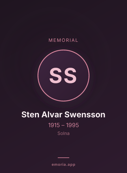 Memorial portrait of Sten Alvar Swensson