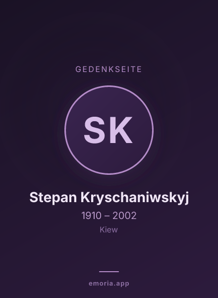 Gedenkportrait von Stepan Kryschaniwskyj