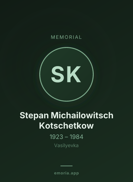 Memorial portrait of Stepan Michailowitsch Kotschetkow