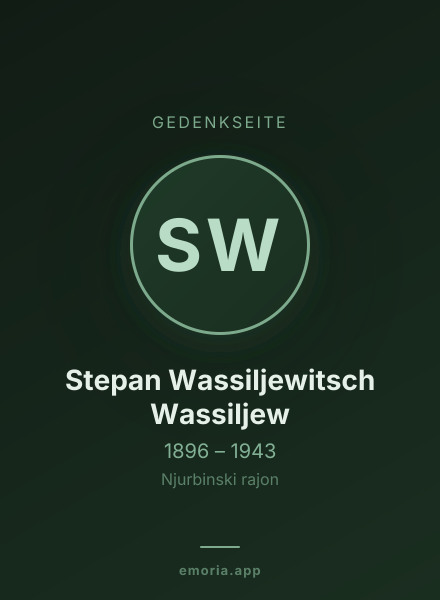 Gedenkportrait von Stepan Wassiljewitsch Wassiljew