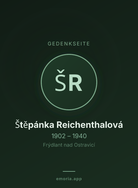 Gedenkportrait von Štěpánka Reichenthalová