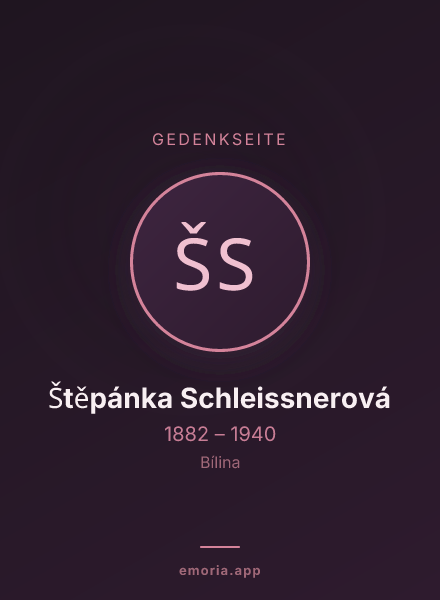 Gedenkportrait von Štěpánka Schleissnerová