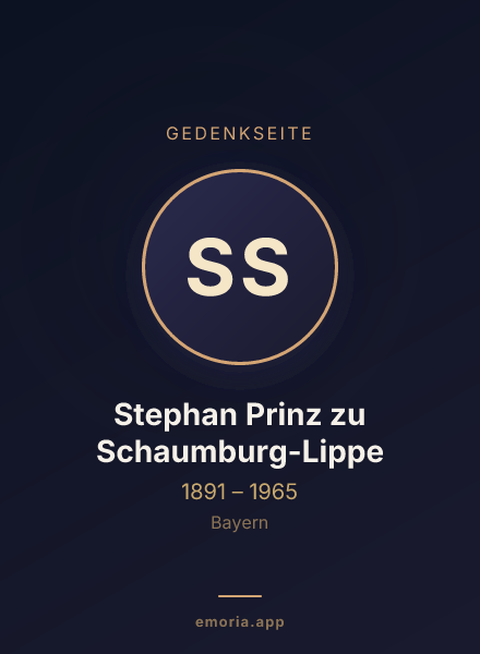 Gedenkportrait von Stephan Prinz zu Schaumburg-Lippe