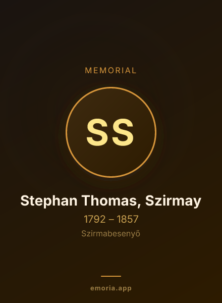 Memorial portrait of Stephan Thomas, Szirmay