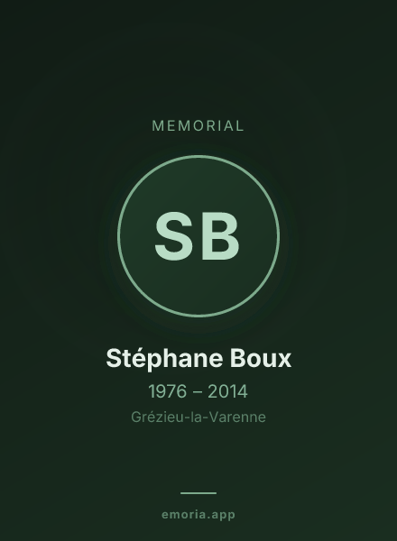 Memorial portrait of Stéphane Boux
