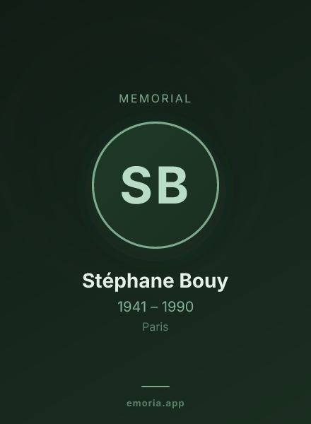 Memorial portrait of Stéphane Bouy