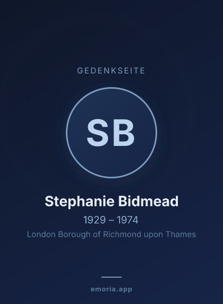 Gedenkportrait von Stephanie Bidmead