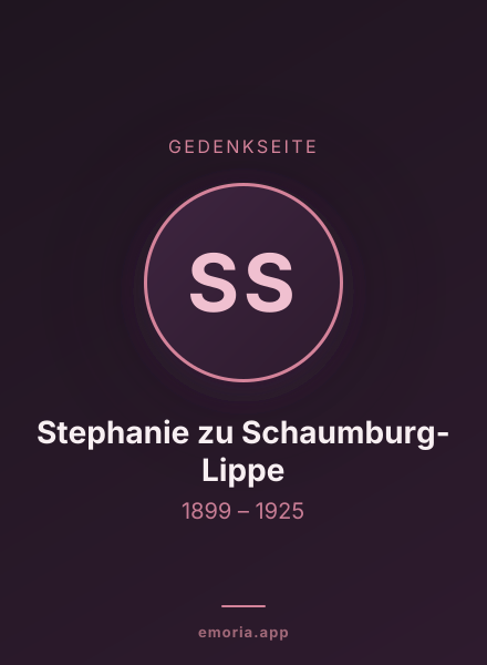 Gedenkportrait von Stephanie zu Schaumburg-Lippe