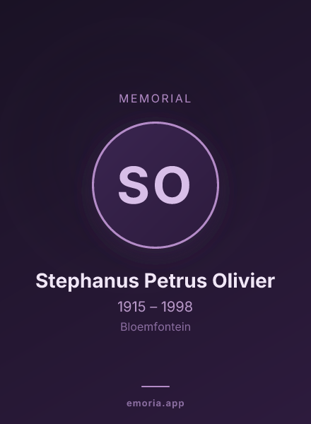 Memorial portrait of Stephanus Petrus Olivier
